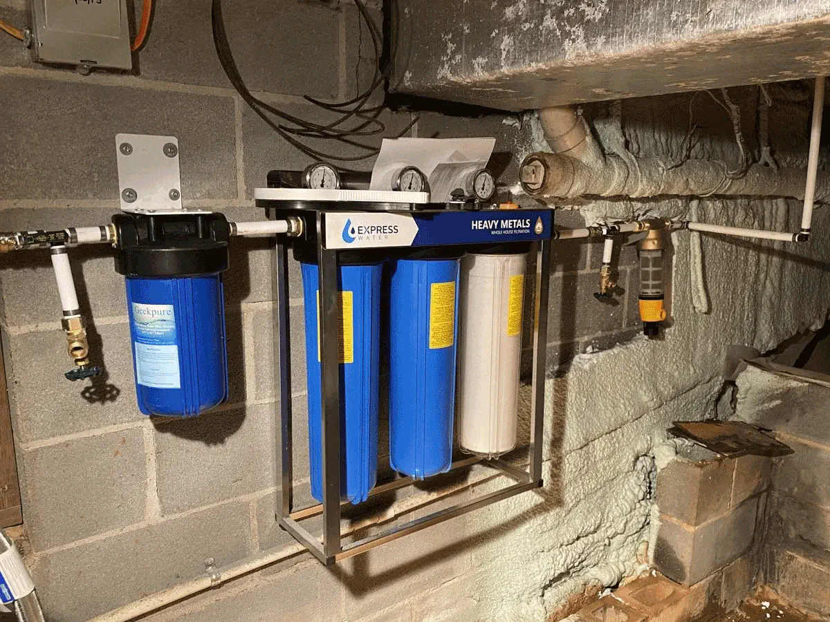 Whole home water filtration system installed for water treatment