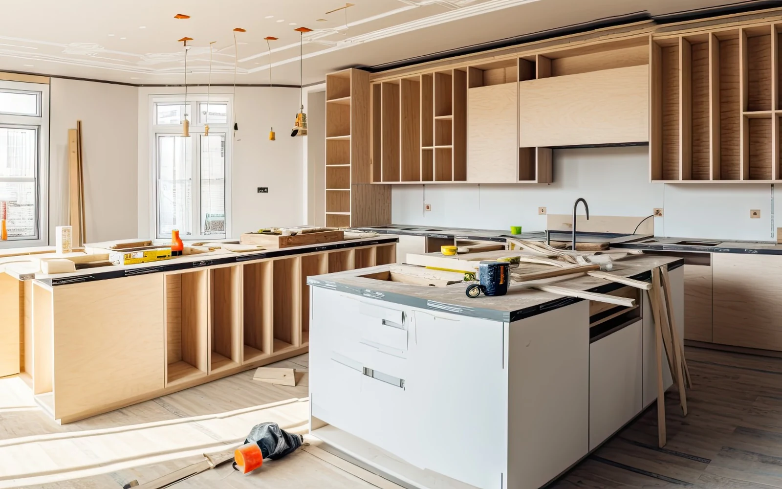 Chandler Arizona kitchen remodel in progress before plumbing and finish work is completed