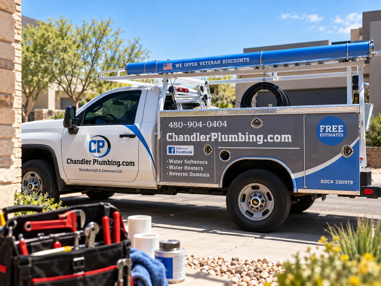 Chandler Plumbing service truck for drain cleaning and sewer service in Chandler Arizona